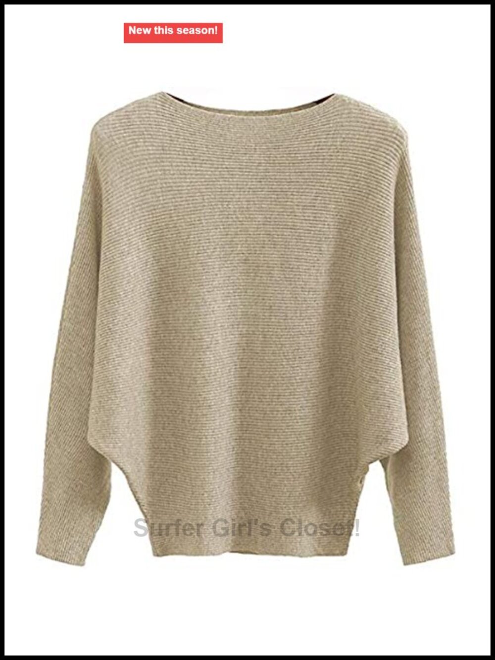 Batwing Boat Neck Knitted Pullover Sweater Women Oversized Dolman Sleeve